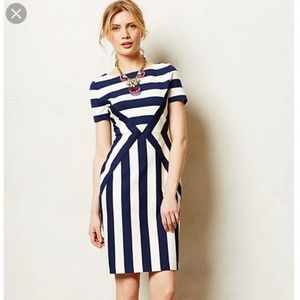 Navy & White Geoplane Pencil Dress
